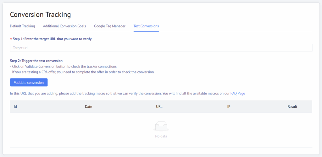 Mondiad conversion tracking testing