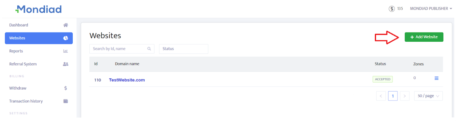 Mondiad website configuration