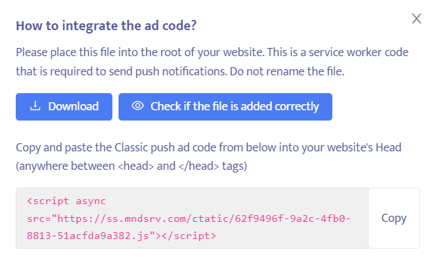 Mondiad ad code