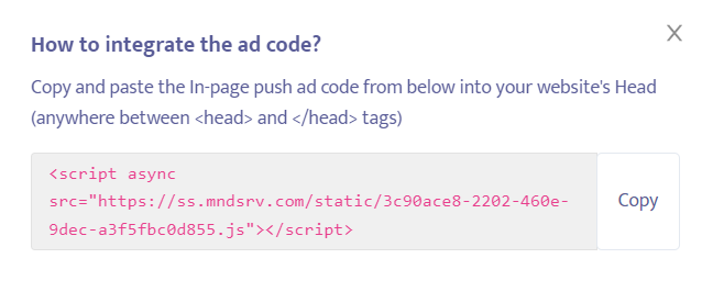 Mondiad ad code