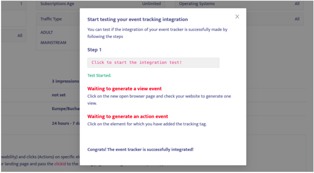 Mondiad event tracker setup