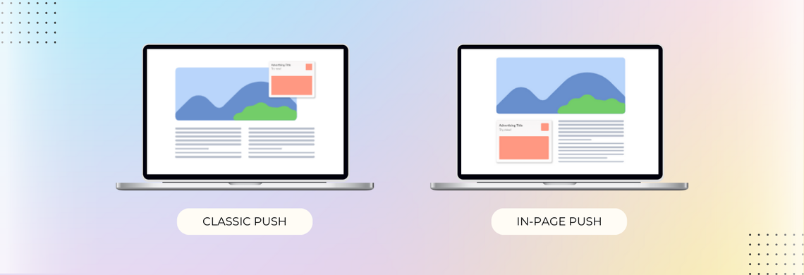 classic push vs in-page push ad format