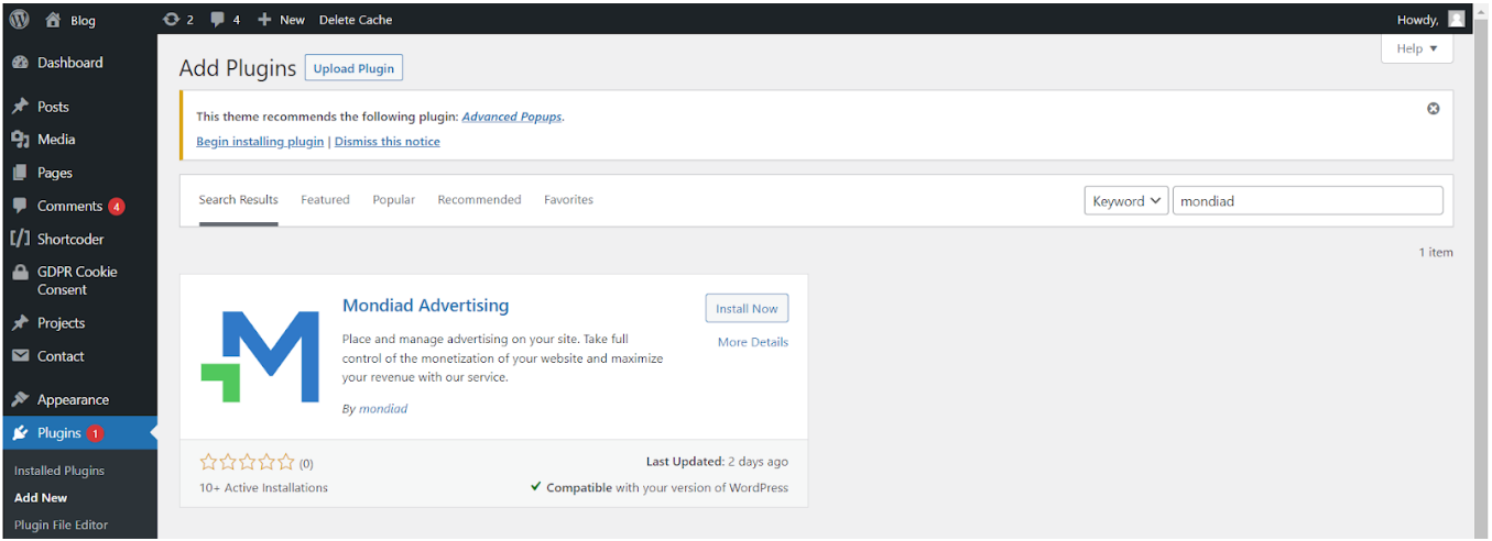 How to integrate the Mondiad ad code into your WordPress website!