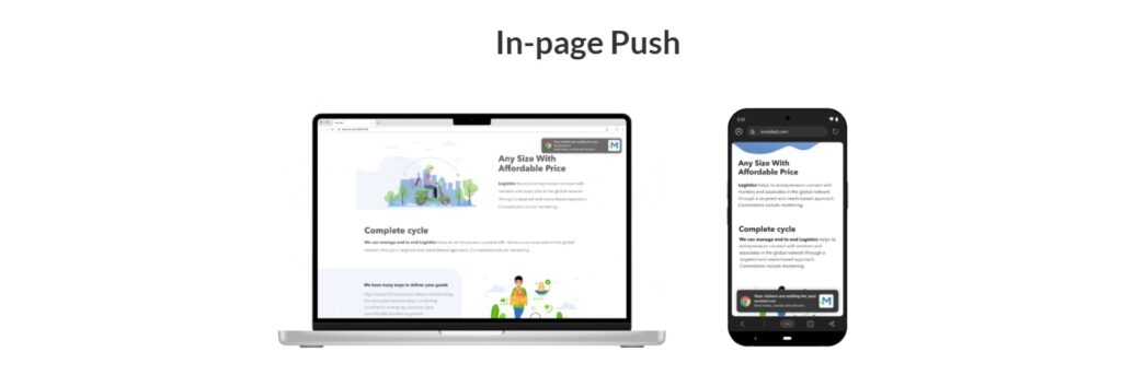Mondiad in-page push notifications