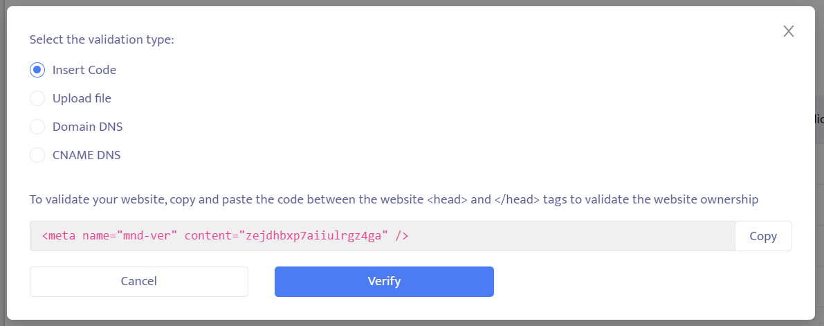 Mondiad ad code