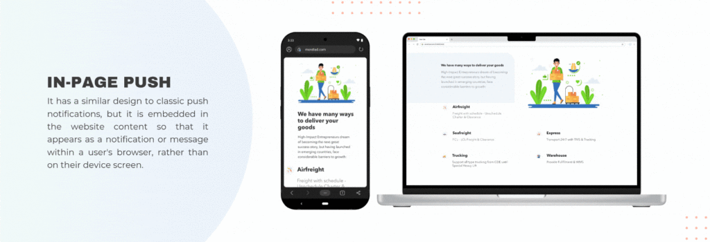 Mondiad in page push