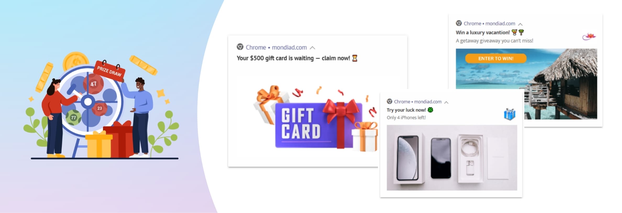sweepstakes Mondiad push ads