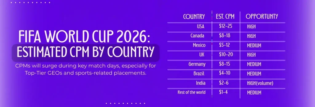 FIFA World Cup 2026: CPM by country
