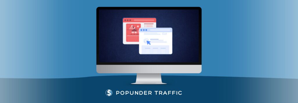 Popunder traffic illustration showing browser windows